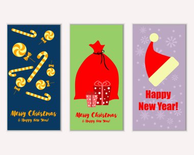 vektör çizim kış tatil tebrik kartları