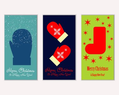 vektör çizim kış tatil tebrik kartları