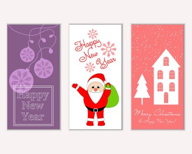 vektör çizim kış tatil tebrik kartları