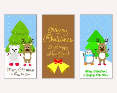 vektör çizim kış tatil tebrik kartları