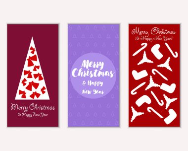 Mutlu Noeller ve mutlu yeni yıl tebrik kartları. Vektör çizim 