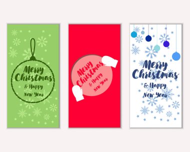 mutlu Noeller ve mutlu yeni yıl tebrik kartları vektör çizim      