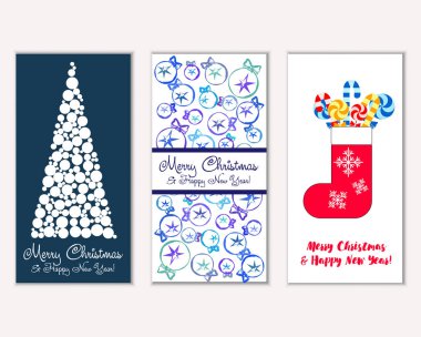 vektör çizim kış tatil tebrik kartları