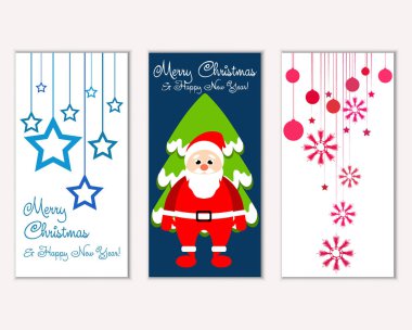 mutlu Noeller ve mutlu yeni yıl tebrik kartları vektör çizim