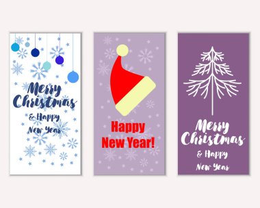 vektör çizim kış tatil tebrik kartları