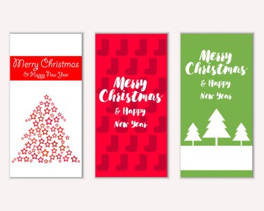 mutlu Noeller ve mutlu yeni yıl tebrik kartları vektör çizim