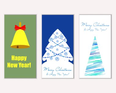 Renkli Noel kartları ile yeni yıl süslemeleri, illüstrasyon vektör