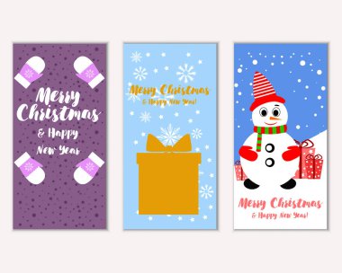 mutlu Noeller ve mutlu yeni yıl tebrik kartları vektör çizim       