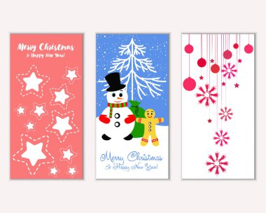 mutlu Noeller ve mutlu yeni yıl tebrik kartları vektör çizim