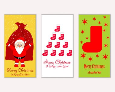 vektör çizim kış tatil tebrik kartları