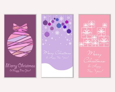 Renkli Noel kartları ile yeni yıl süslemeleri, illüstrasyon vektör