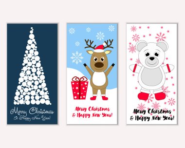 vektör çizim kış tatil tebrik kartları