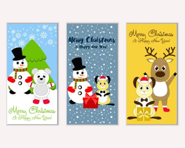 Renkli Noel kartları ile yeni yıl süslemeleri, illüstrasyon vektör