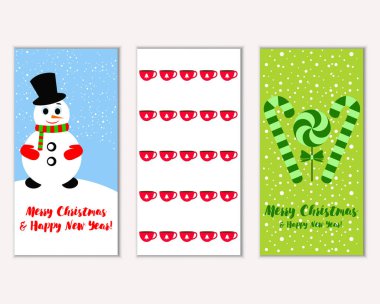 mutlu Noeller ve mutlu yeni yıl tebrik kartları vektör çizim