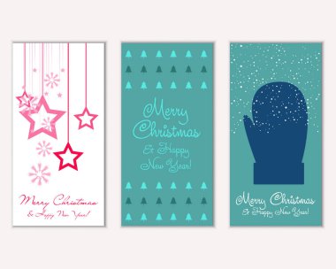 vektör çizim kış tatil tebrik kartları