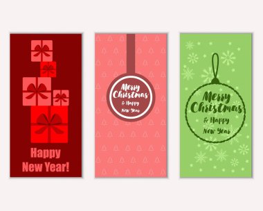 mutlu Noeller ve mutlu yeni yıl tebrik kartları vektör çizim      