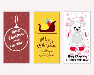 vektör çizim kış tatil tebrik kartları