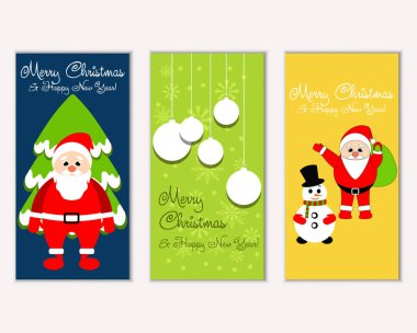 mutlu Noeller ve mutlu yeni yıl tebrik kartları vektör çizim