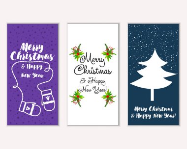 mutlu Noeller ve mutlu yeni yıl tebrik kartları vektör çizim