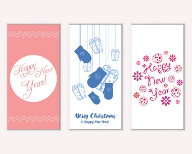 mutlu Noeller ve mutlu yeni yıl tebrik kartları vektör çizim