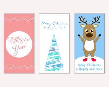 Renkli Noel kartları ile yeni yıl süslemeleri, illüstrasyon vektör