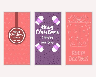 mutlu Noeller ve mutlu yeni yıl tebrik kartları vektör çizim       