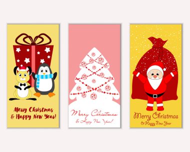 vektör çizim kış tatil tebrik kartları