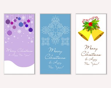 Renkli Noel kartları ile yeni yıl süslemeleri, illüstrasyon vektör
