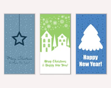 mutlu Noeller ve mutlu yeni yıl tebrik kartları vektör çizim      