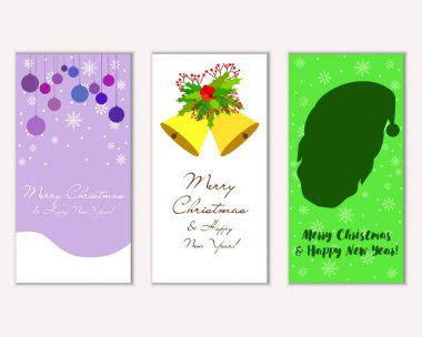 Renkli Noel kartları ile yeni yıl süslemeleri, illüstrasyon vektör