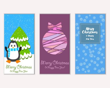 Renkli Noel kartları ile yeni yıl süslemeleri, illüstrasyon vektör