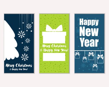 mutlu Noeller ve mutlu yeni yıl tebrik kartları vektör çizim     