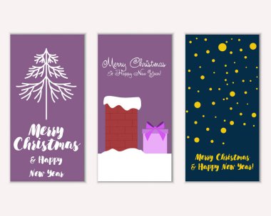 vektör çizim kış tatil tebrik kartları