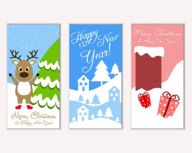 vektör çizim kış tatil tebrik kartları