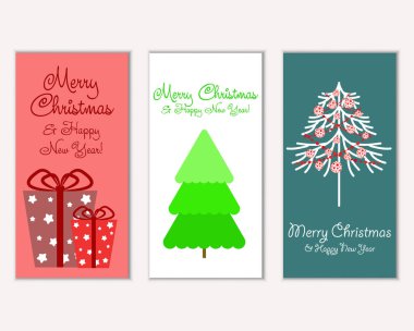 Mutlu Noeller ve mutlu yeni yıl tebrik kartları. Vektör çizim 