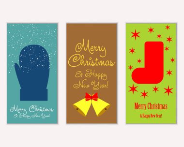 vektör çizim kış tatil tebrik kartları