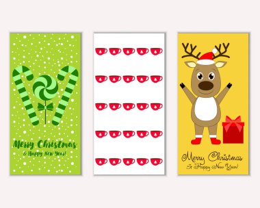 mutlu Noeller ve mutlu yeni yıl tebrik kartları vektör çizim