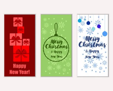 mutlu Noeller ve mutlu yeni yıl tebrik kartları vektör çizim      