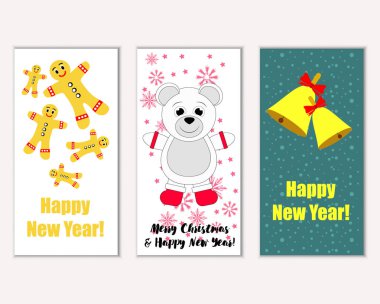 vektör çizim kış tatil tebrik kartları