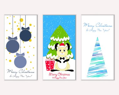 Renkli Noel kartları ile yeni yıl süslemeleri, illüstrasyon vektör