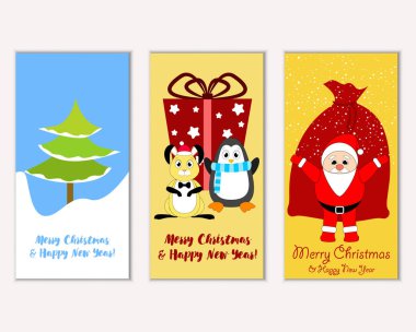 vektör çizim kış tatil tebrik kartları