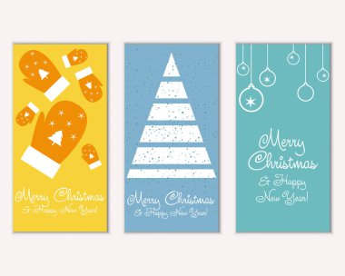 mutlu Noeller ve mutlu yeni yıl tebrik kartları vektör çizim       