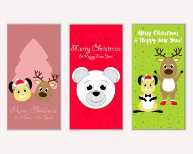 Renkli Noel kartları ile yeni yıl süslemeleri, illüstrasyon vektör