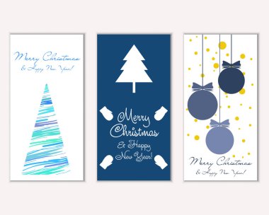 Renkli Noel kartları ile yeni yıl süslemeleri, illüstrasyon vektör