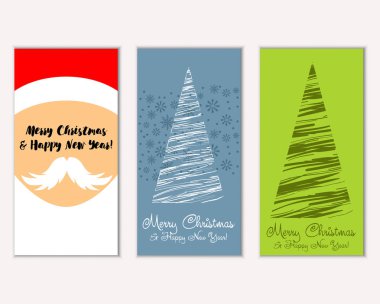 mutlu Noeller ve mutlu yeni yıl tebrik kartları vektör çizim     