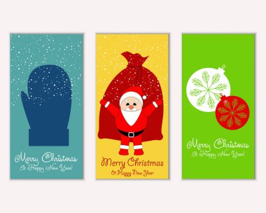 vektör çizim kış tatil tebrik kartları