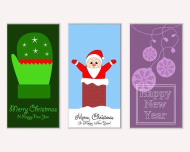 vektör çizim kış tatil tebrik kartları