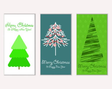 Mutlu Noeller ve mutlu yeni yıl tebrik kartları. Vektör çizim 