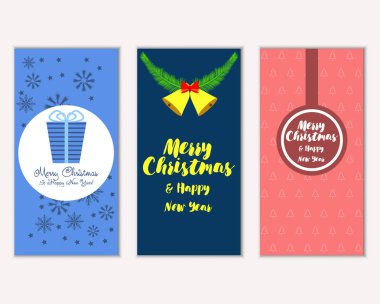 mutlu Noeller ve mutlu yeni yıl tebrik kartları vektör çizim      
