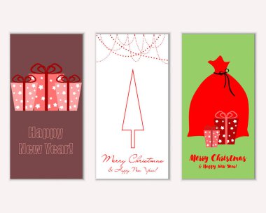 vektör çizim kış tatil tebrik kartları